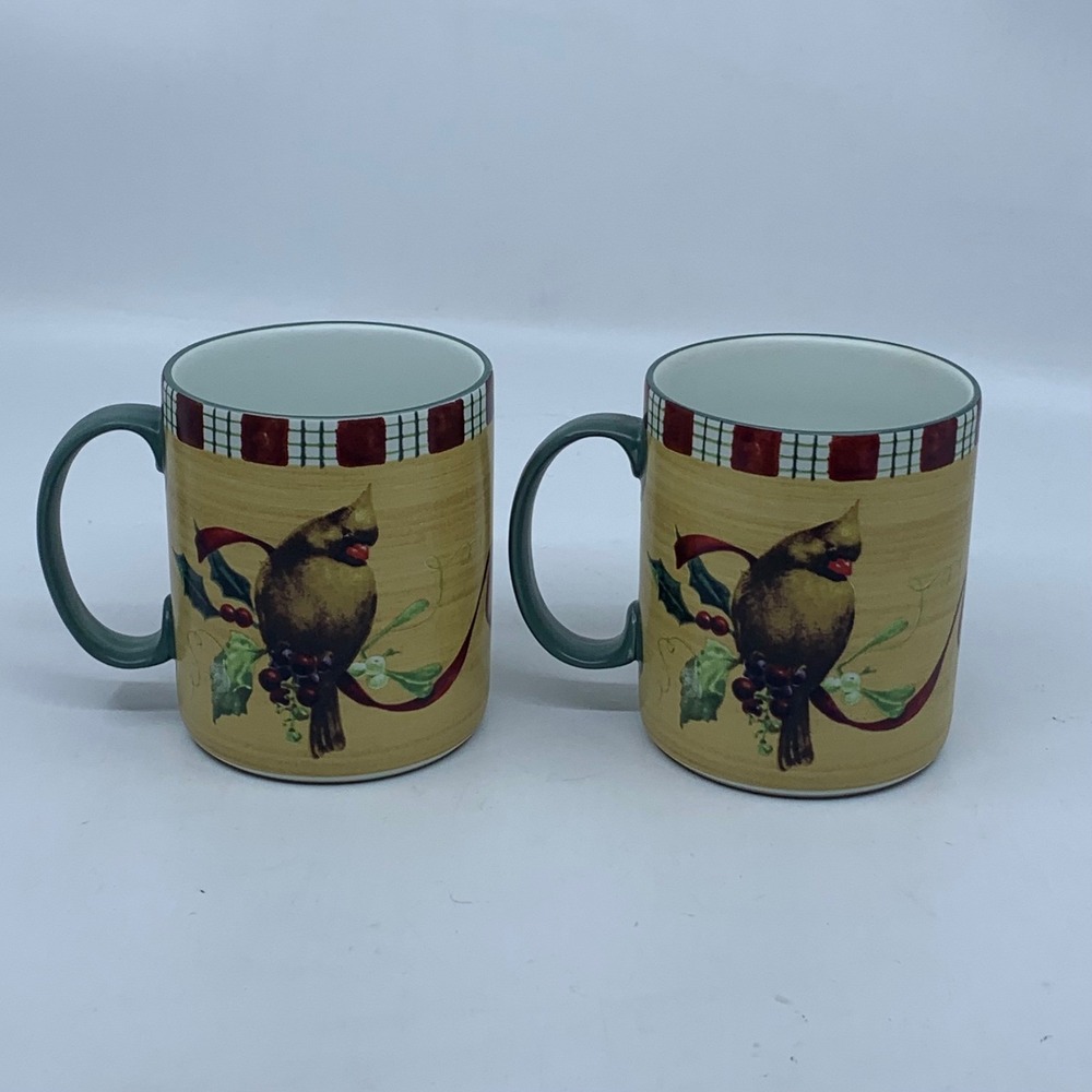 Lenox Winter Greetings Everyday Cardinal Set of 2 Coffee Mugs Catherine McClung - Picture 2 of 6